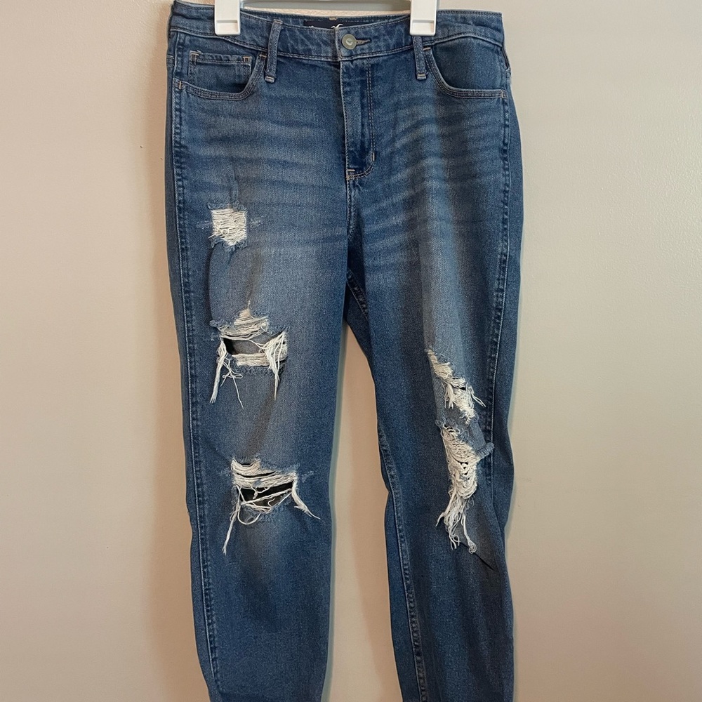 Hollister Women’s Distressed Blue Boyfriend Jeans